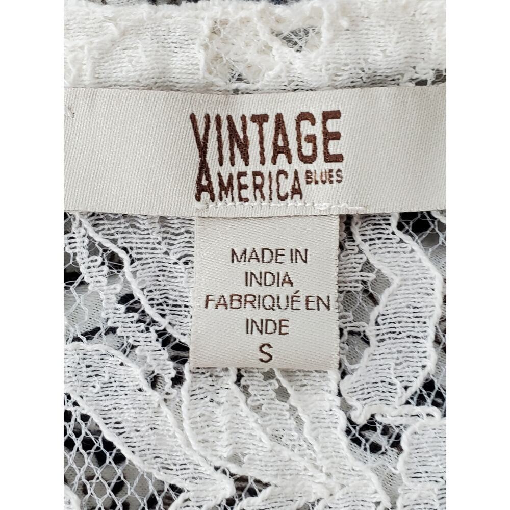 VINTAGE AMERICA BLUES Lace Sleeve Top Sz S - Picture 8 of 10
